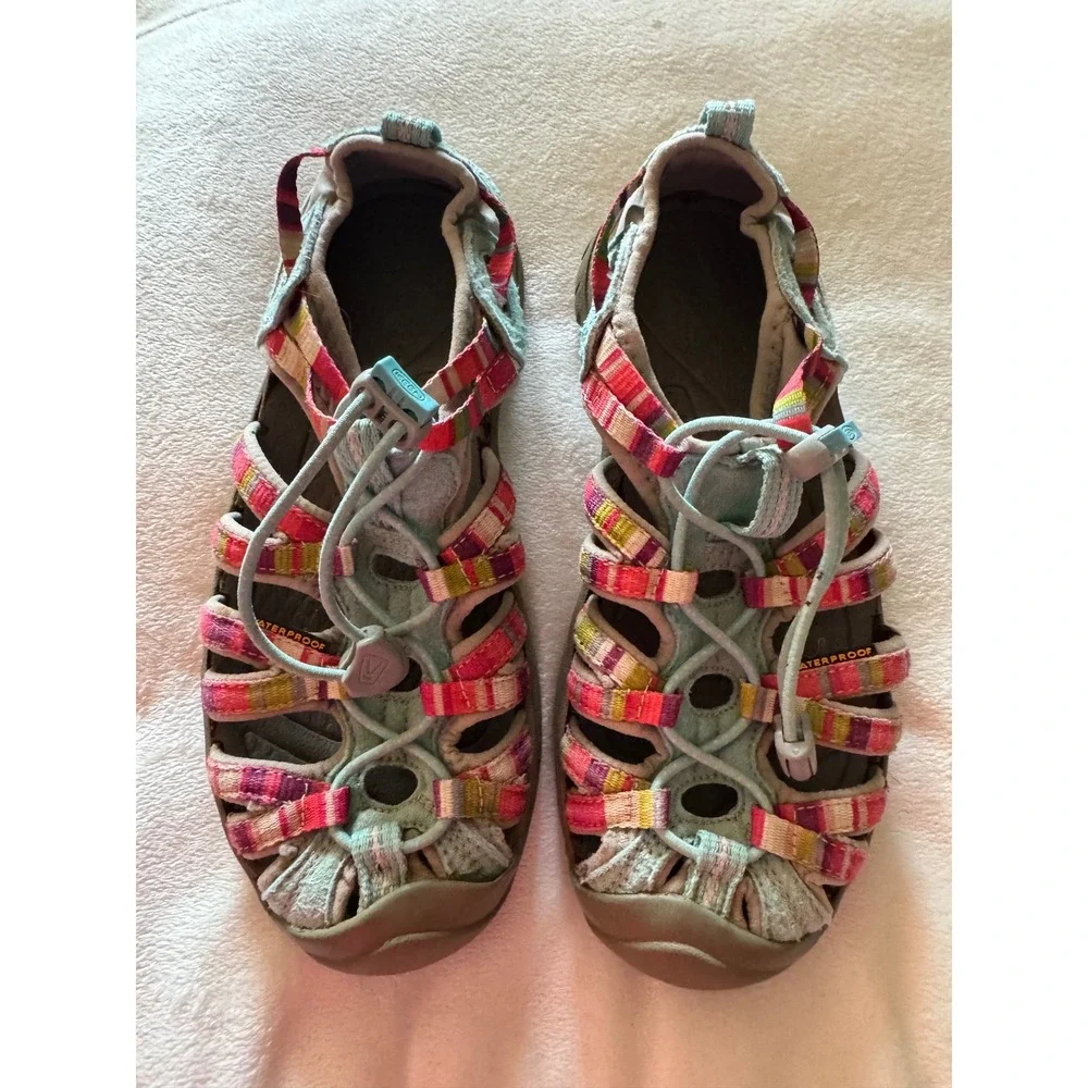 Keen Kids Whisper Waterproof Sport Sandals Blue Multi Color Stripe Size 3 US
